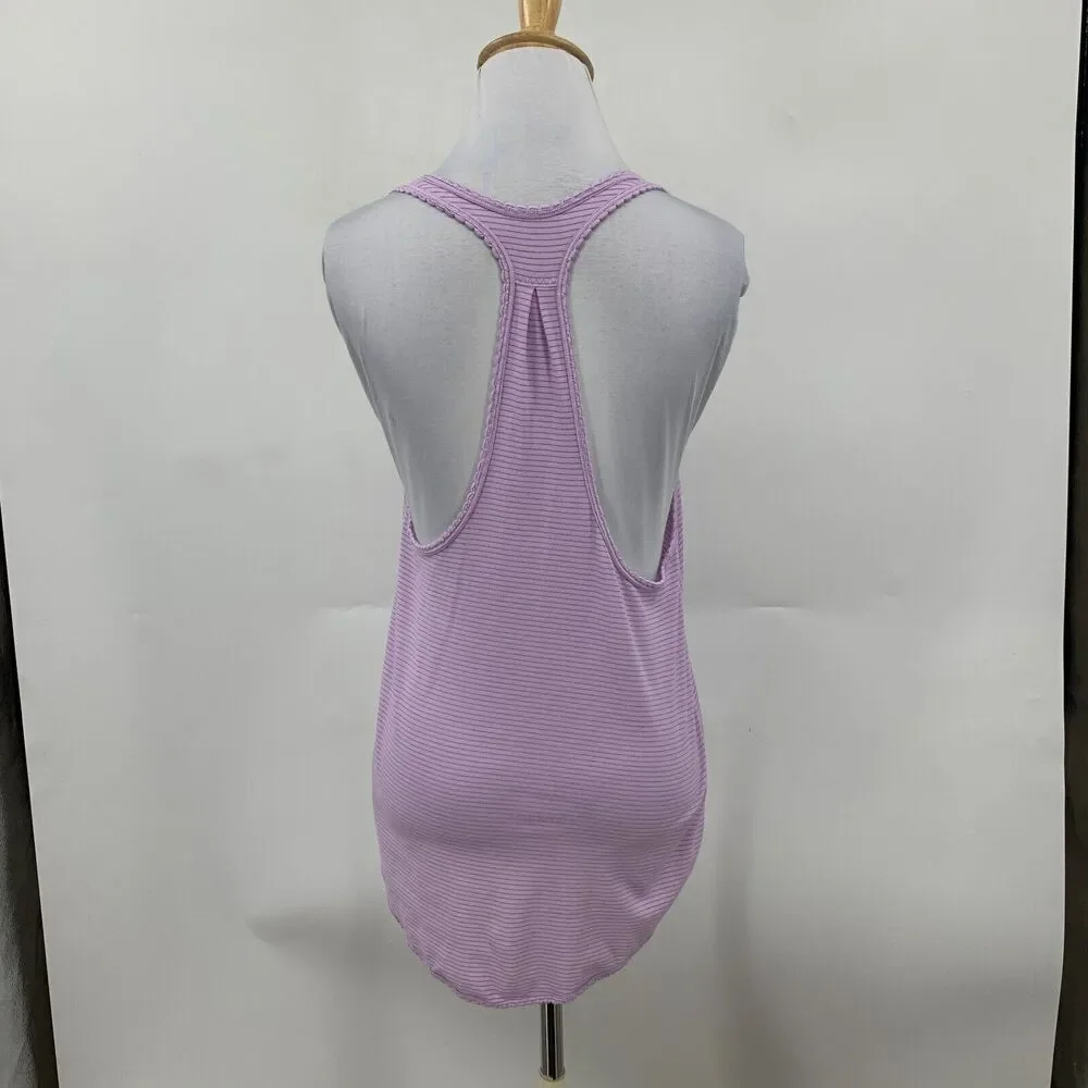 Lululemon Racerback Tank Top Womens 4 Lavender Striped Scoop Neck Sleeveless